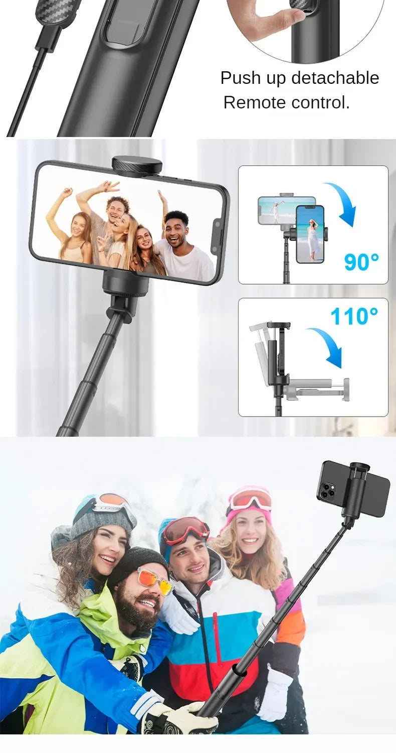 Tripé Multifuncional Selfie Stick DIXSG LJ-8858 retrátil com controle remoto bluetooth 1.53m