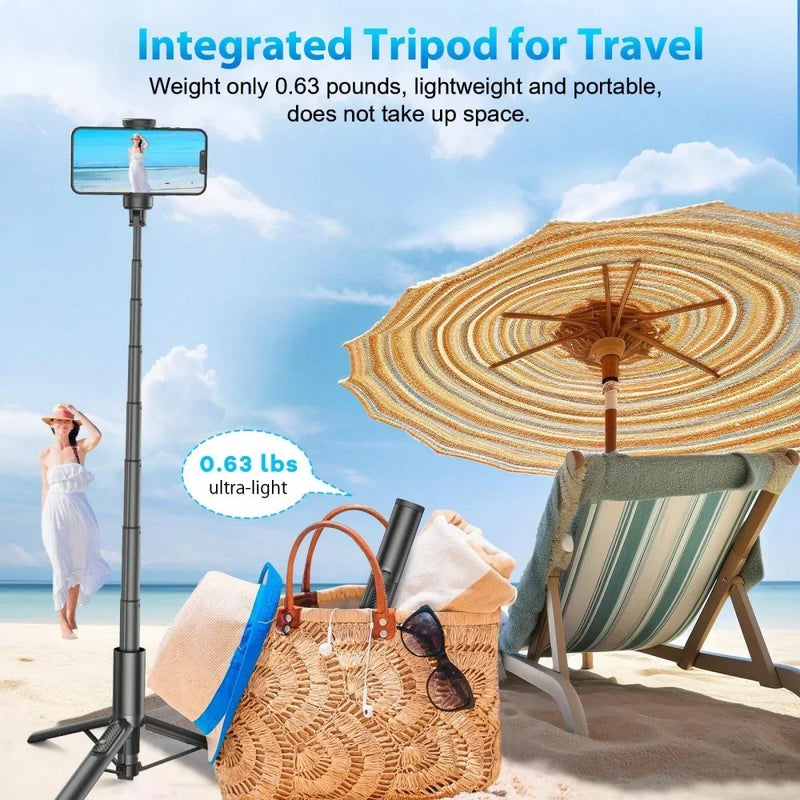 Retractable tripod with bluetooth remote control 1.53m 