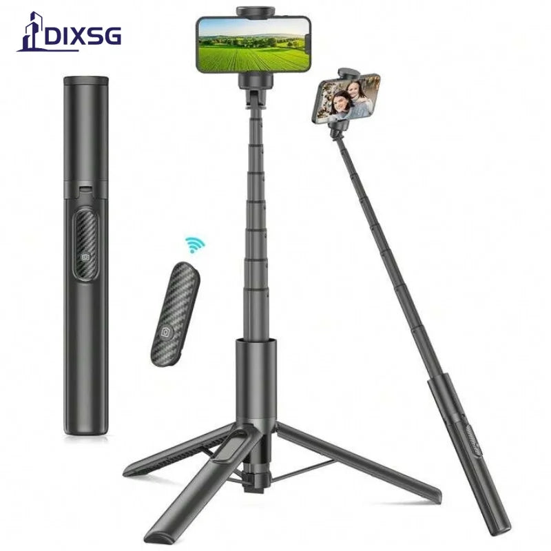 Tripé Multifuncional Selfie Stick DIXSG LJ-8858 retrátil com controle remoto bluetooth 1.53m