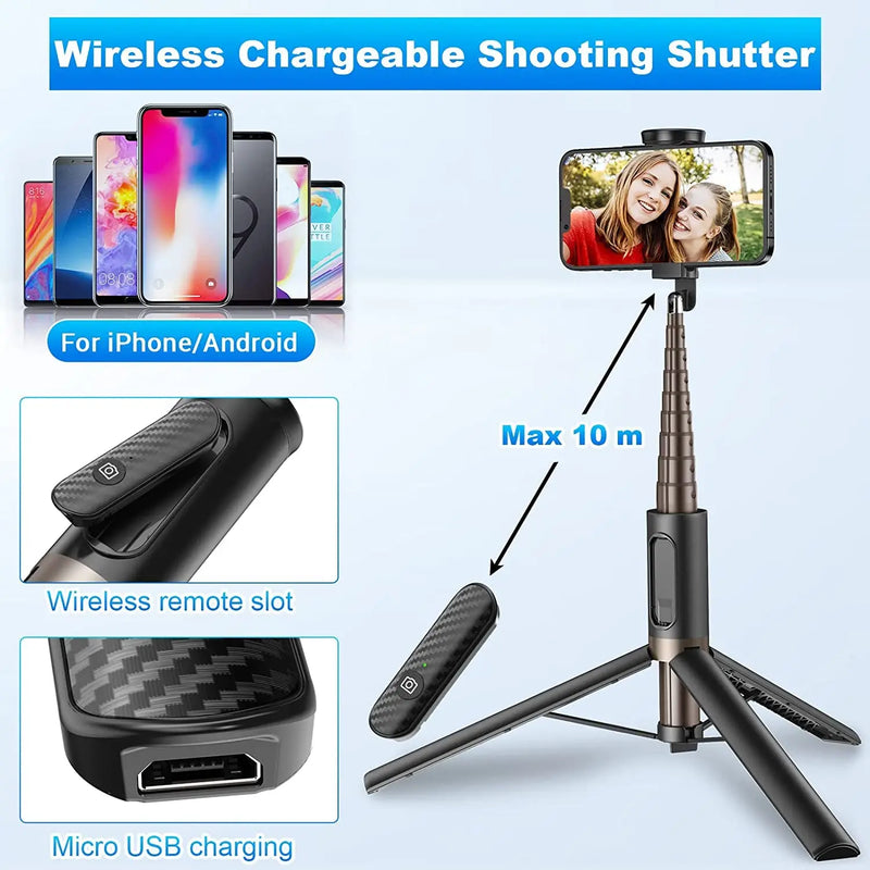 Retractable tripod with bluetooth remote control 1.53m 