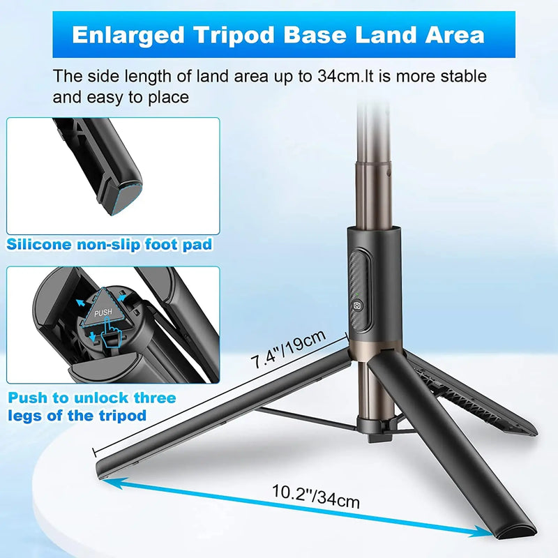 Retractable tripod with bluetooth remote control 1.53m 